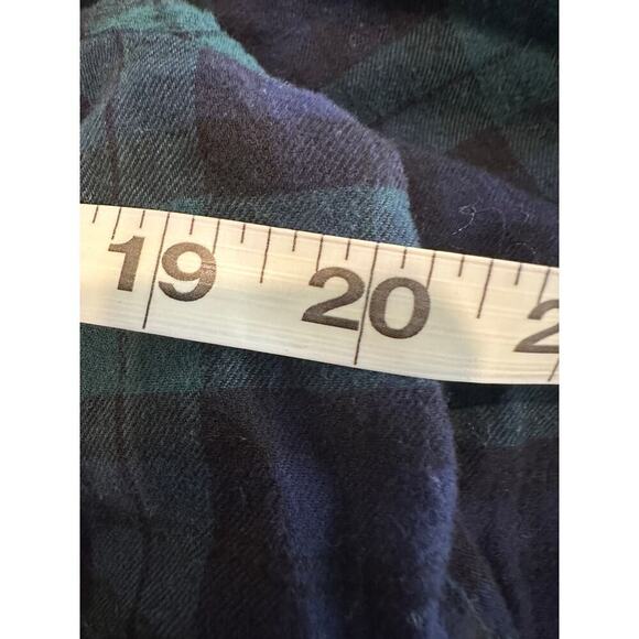J Crew Size Medium Blue Green Flannel Ruffle Blouse Work Plaid Clueless Fall - Picture 7 of 9